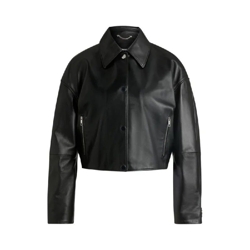 Chic & Cozy Apparel Leather jacket with covered press studs