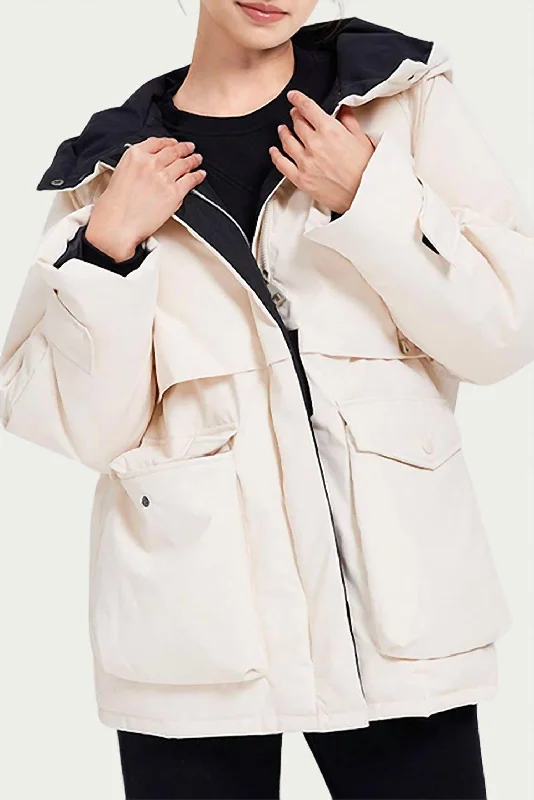 Flash Sale Event Hooded Shell Down Coat In Ivory