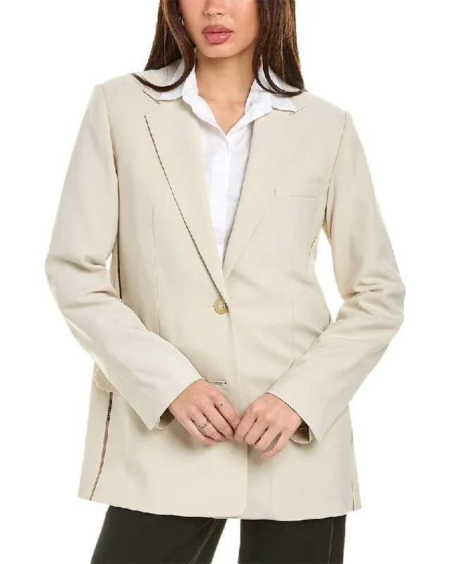 Fashion Forward Style Helmut Lang Logo Tape Wool-Blend Blazer