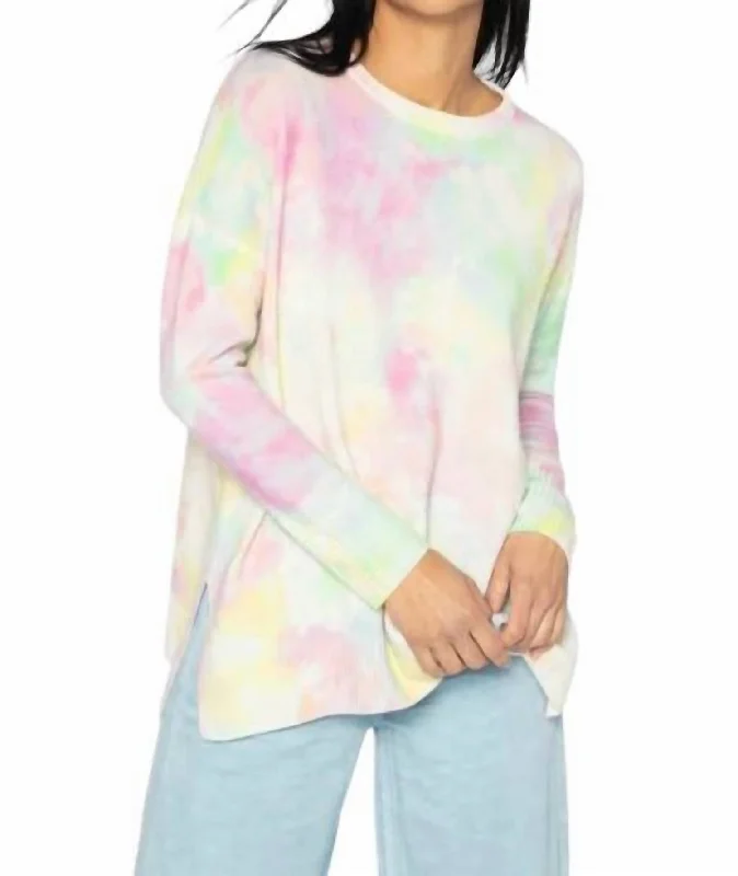 Laid-Back Elegance Dreamscape Easy Crew Sweater In Multi