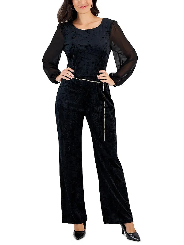 Boho Chic Fashion Womens Chain Pintuck Jumpsuit