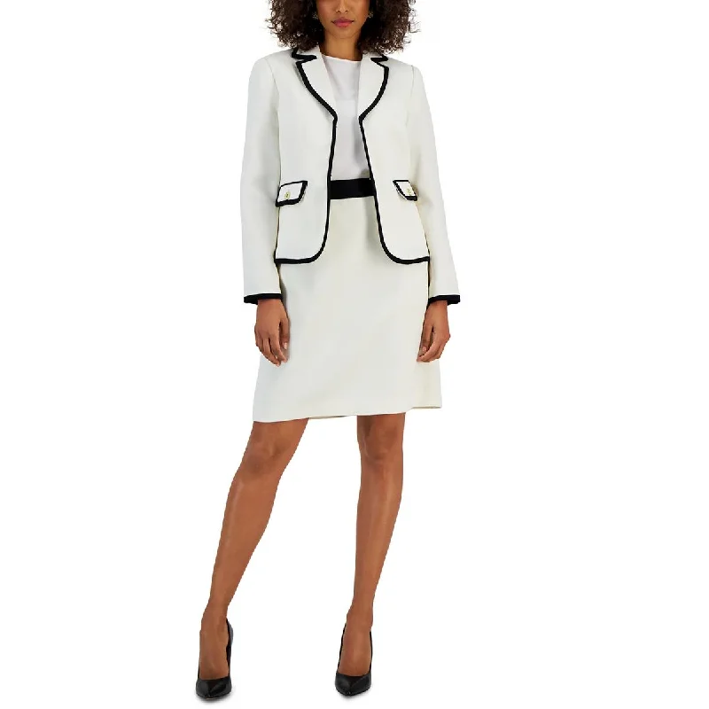 Designer Wear On Sale Womens Contrast Trim Business Open-Front Blazer