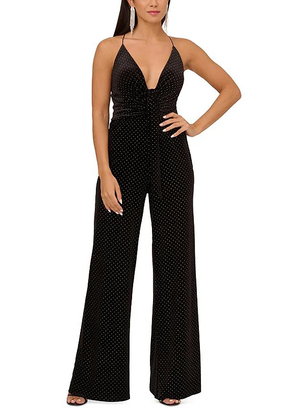 Vintage Fashion Womens Velvet Metallic Jumpsuit