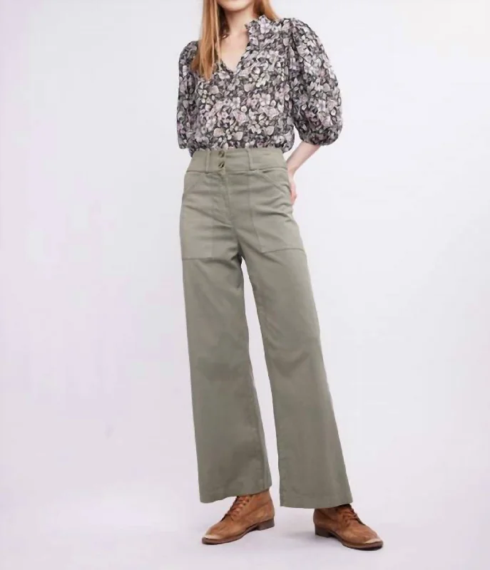 Premium Style Aria Hi-Waist Pants In Green