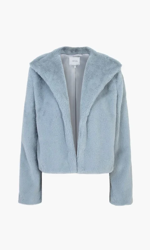 End Of Month Blowout Euna Faux Fur Coat In Glacier Blue