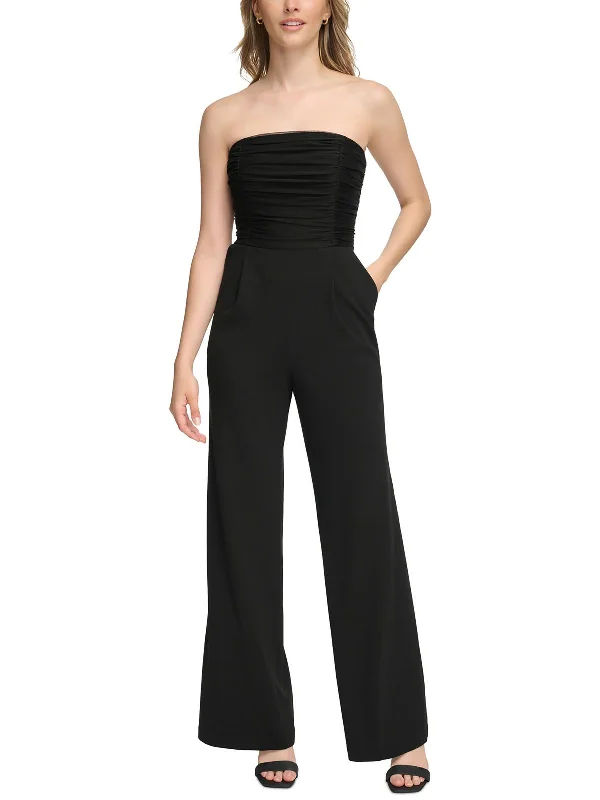 Modern Romance Womens Strapless Wide Leg Jumpsuit