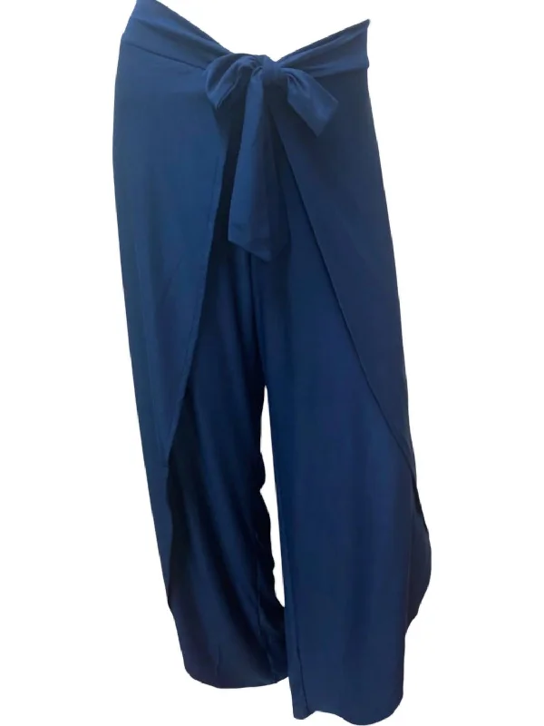 Pastel Styles Women's Wrap Front Pants In Navy