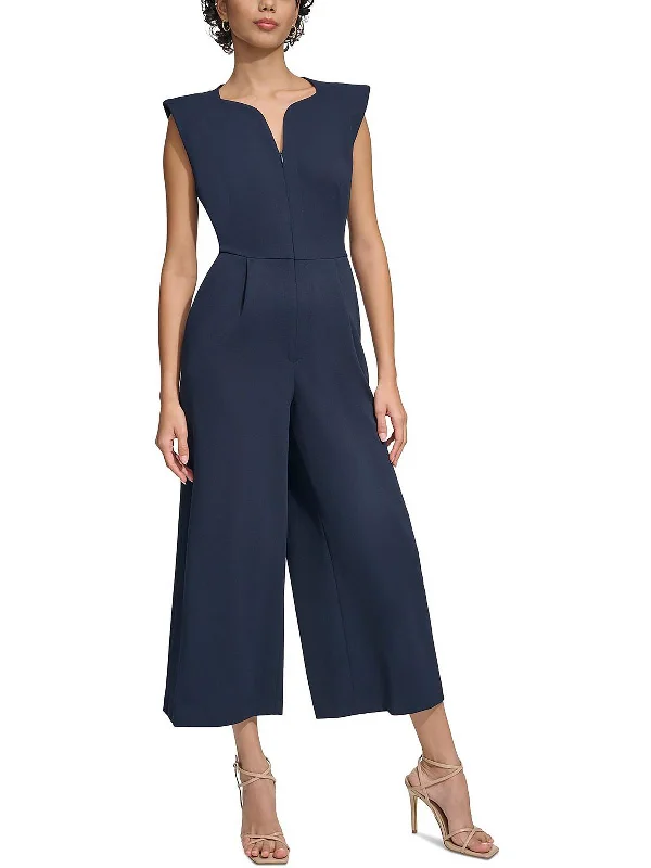 Trendy Street Style Attire Womens Cropped Wide Leg Jumpsuit