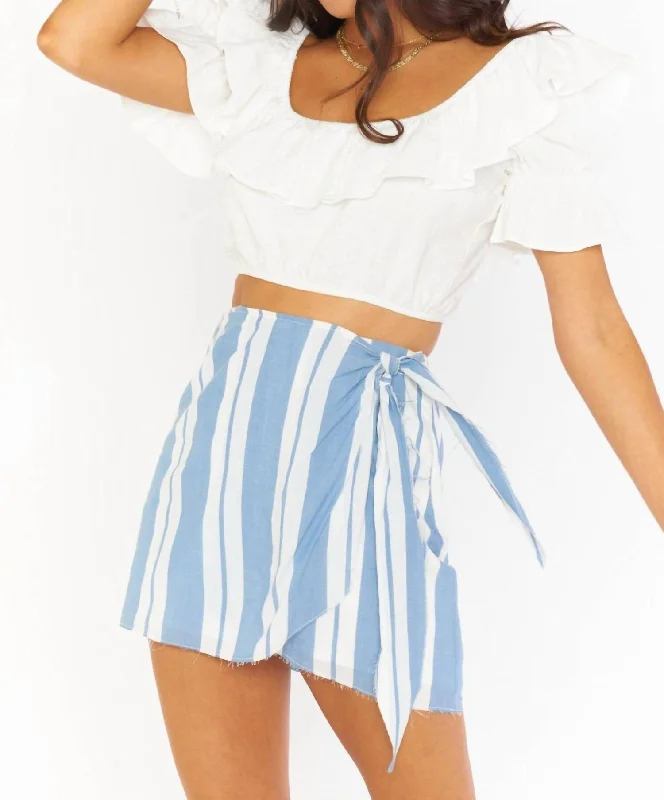 Casual Chic Iva Wrap Skirt In Sailboat Stripe