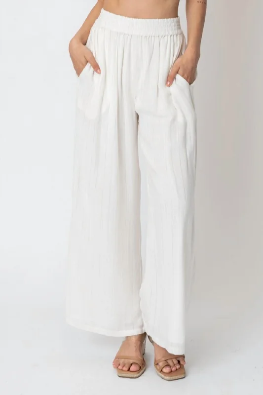 Exclusive Designer Collection Self Stripe Pant In White