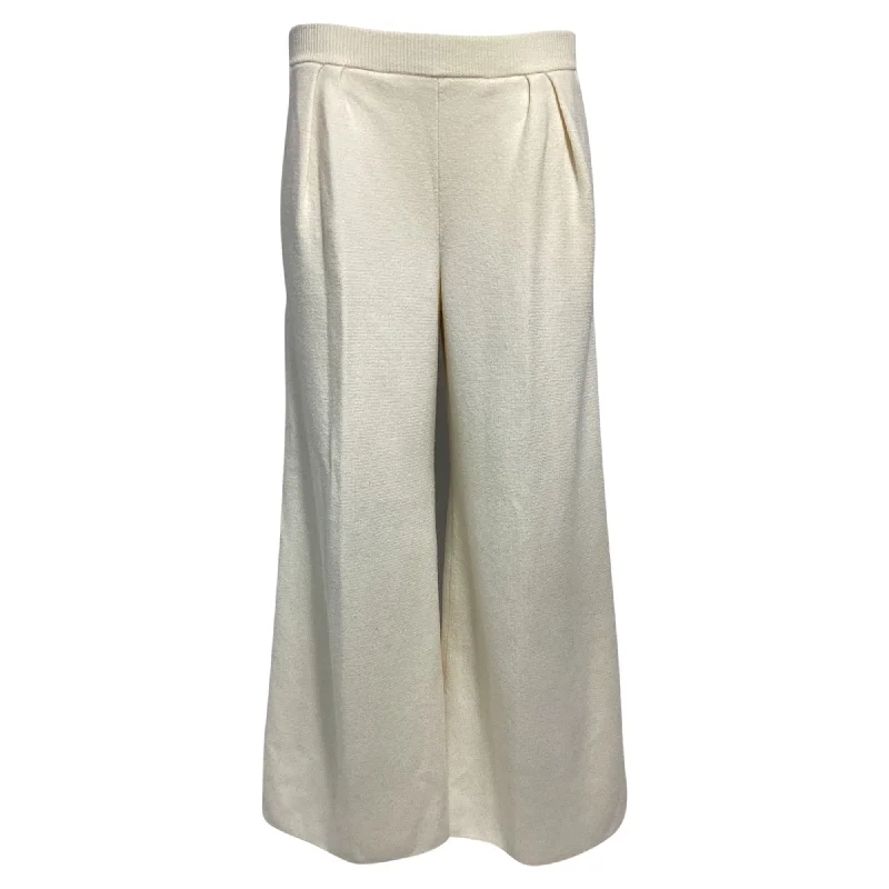 Great Deals On Ethnic Cultural Wear Max Mara Knitted Wide Leg Pants in Cream Wool