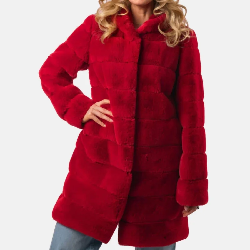 Y2K Nostalgic Fashion Look 4-Way Emilia Coat In Cherry Red