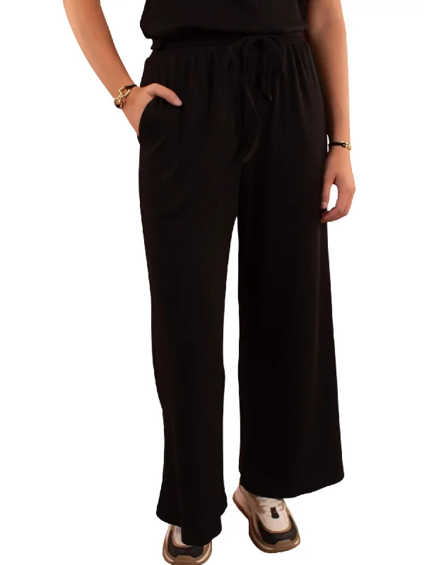 Exclusive Designer Collection Moonlit Magic Ribbed Slouchy Pant In Black