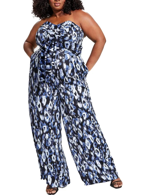 Women's Urban Fashion Plus Womens Printed Strapless Jumpsuit