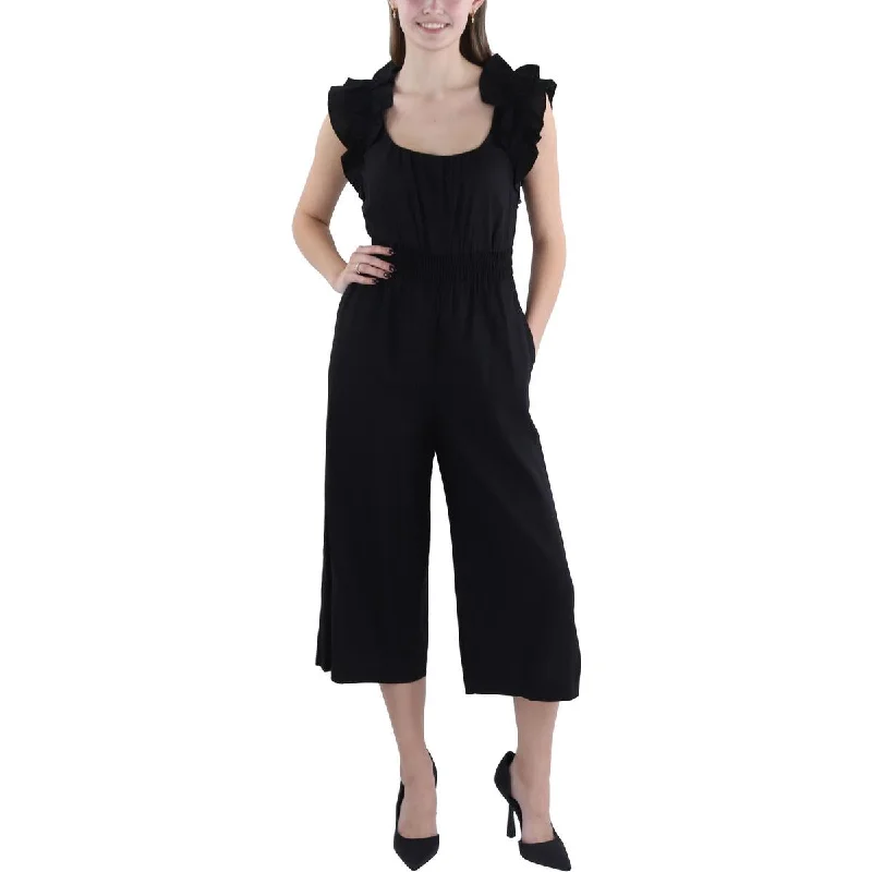 Stylish Savings Womens Linen Ruffled Jumpsuit