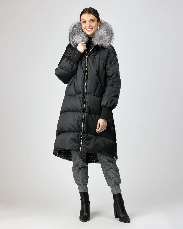 Pastel Styles Apres-Ski Coat with Detachable Fox Hood Trim