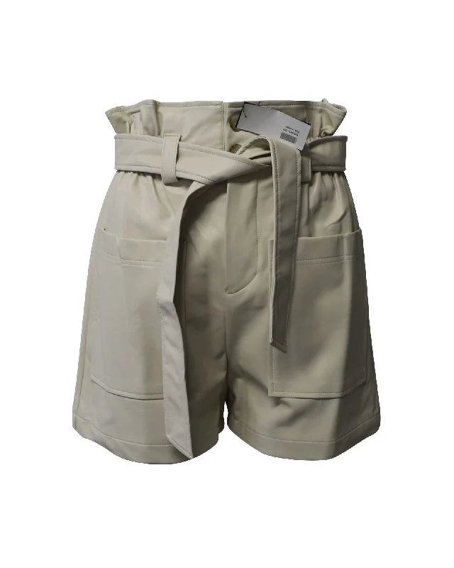 Refined Simplicity Frankie Shop Alex Paperbag Shorts in Cream Polyurethane