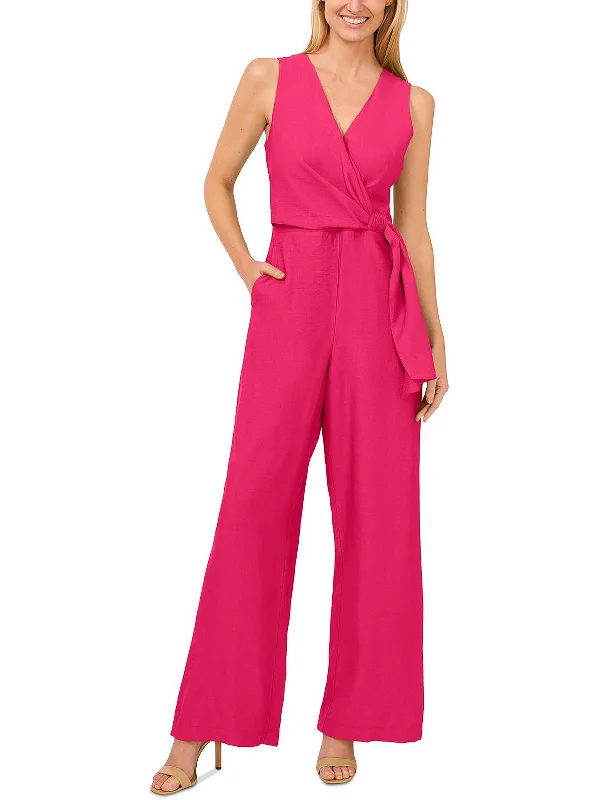 Feminine Grace Womens Surplice V-Neck Jumpsuit