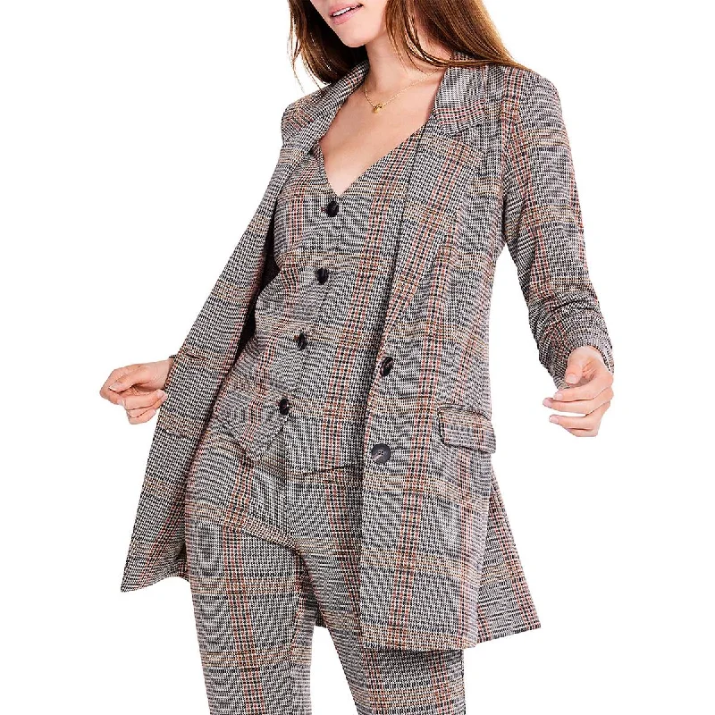 Mother's Day Special Womens Plaid Work Two-Button Blazer