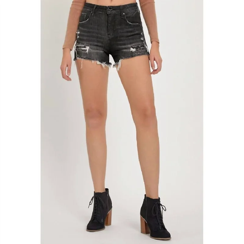 Exclusive Discount Mid Rise Patched Short In Black