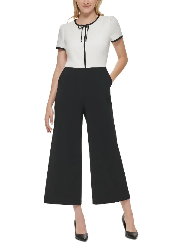 Gorgeous Glamour Collection Womens Pleated Cropped Jumpsuit