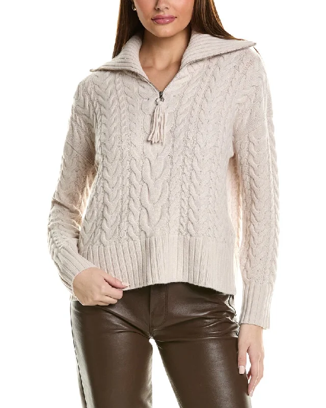 Fashion Forward, Function First Hannah Rose Cable 1/2-Zip Wool & Cashmere-Blend Pullover