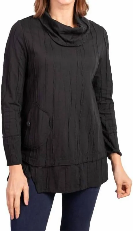 Chic Trends For The Fashion Savvy Cowl Pocket Tunic Top In Black