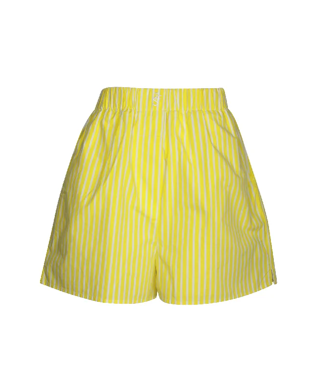 End Of Season Sale The Frankie Shop Lui Striped Shorts in Yellow Cotton