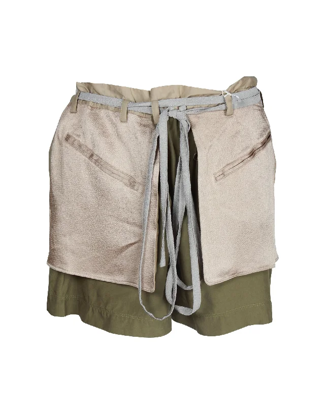 Fashion Sale Valentino Trouser Shorts in Olive Satin