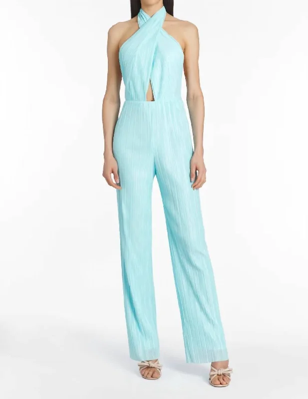 Popular Collection Extended Halter Jumpsuit In Wave