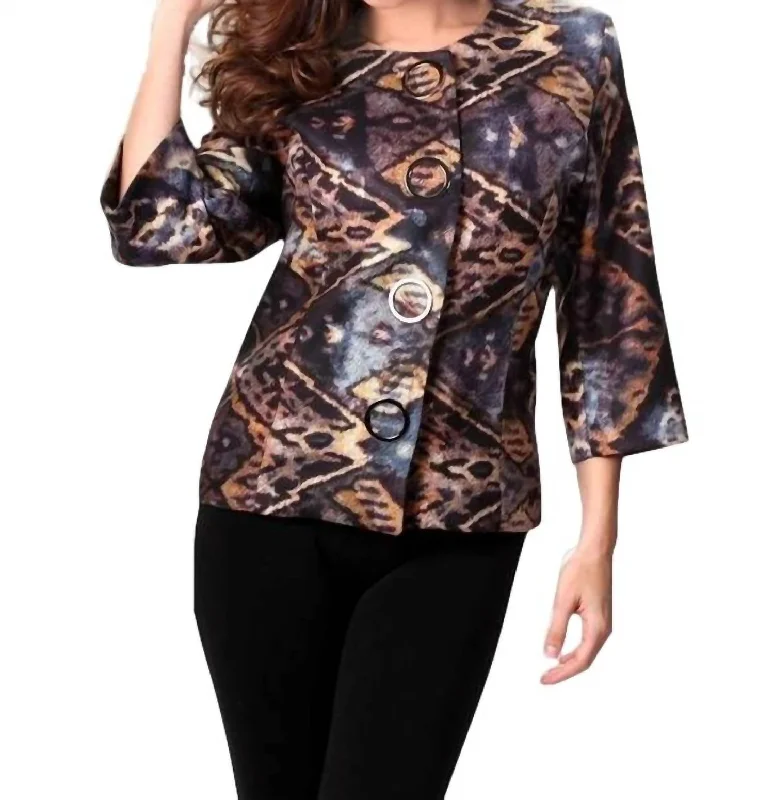 Trendy Clothing Sale Tribal Snap-Front Cardigan In Black Multi