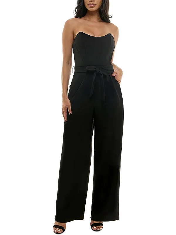 Fashion Essentials Juniors Womens Strapless Wide Leg Jumpsuit