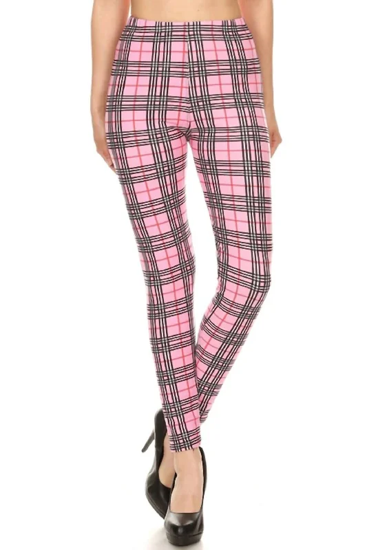 Relaxed Style Valentine's Plaid Tc2 Leggings In Pink