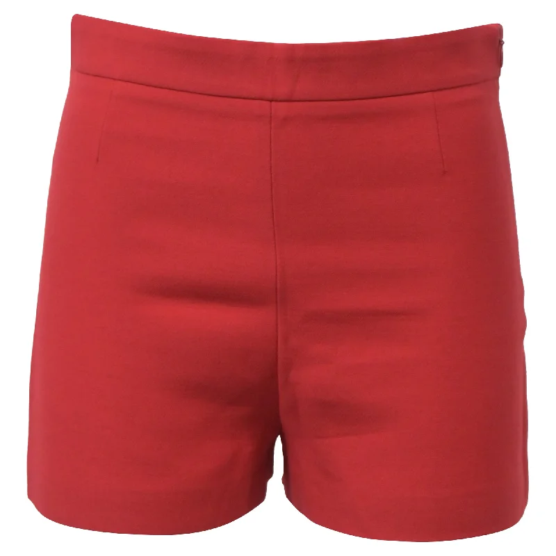 Trendy Street Style Attire Valentino Garavani High-Waisted Mini Shorts in Red Wool