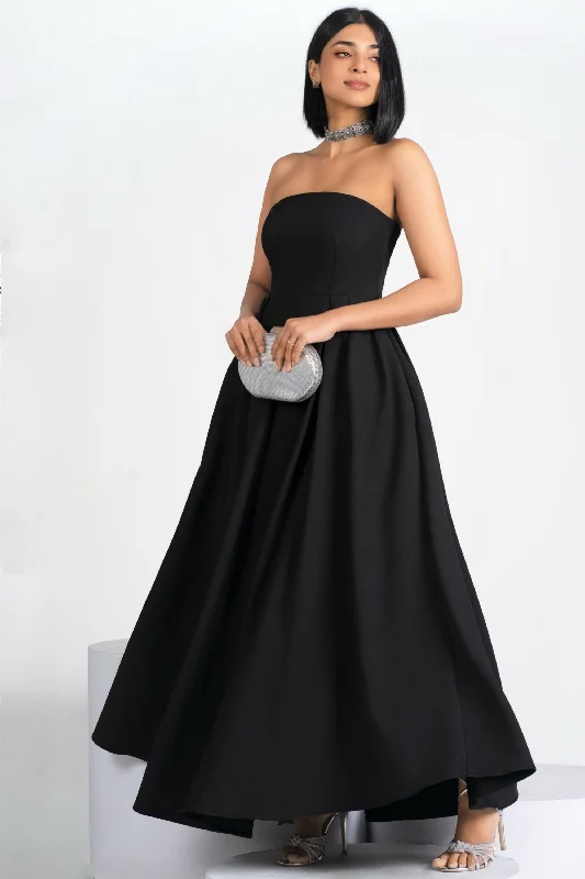 Sophisticated Outfits Black Strapless Maxi Dress