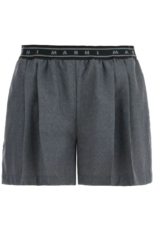 Holiday Glam Marni Women's Pleated Shorts With Branded Band