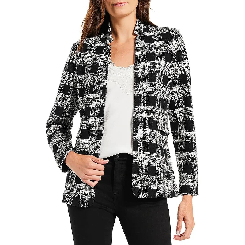 Clearance Event Womens Cotton Blend Plaid One-Button Blazer