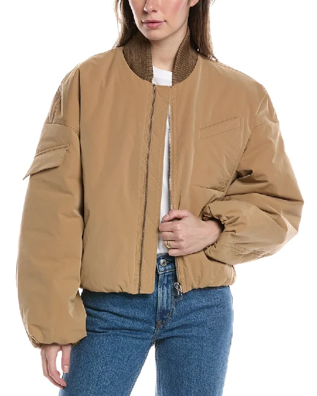 All Season Basics Discount GANNI Light Twill Oversized Bomber Jacket