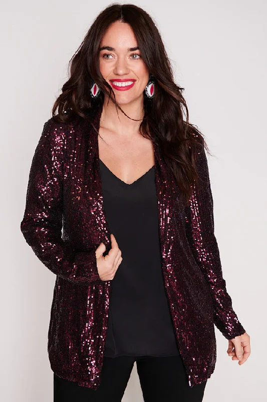 Vibrant Femme Fashion Glow Pink Sequin Blazer