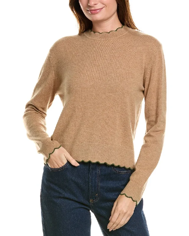 Quality Wear Forte Cashmere Scallop Edge Boxy Cashmere Sweater