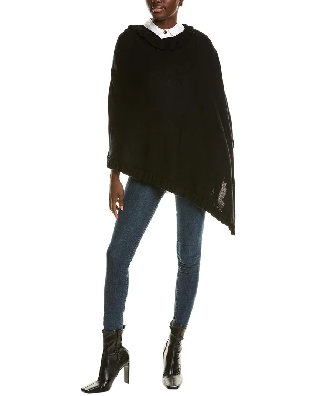 Special Offer For You sofiacashmere Ruffle Trim Wool & Cashmere-Blend Poncho