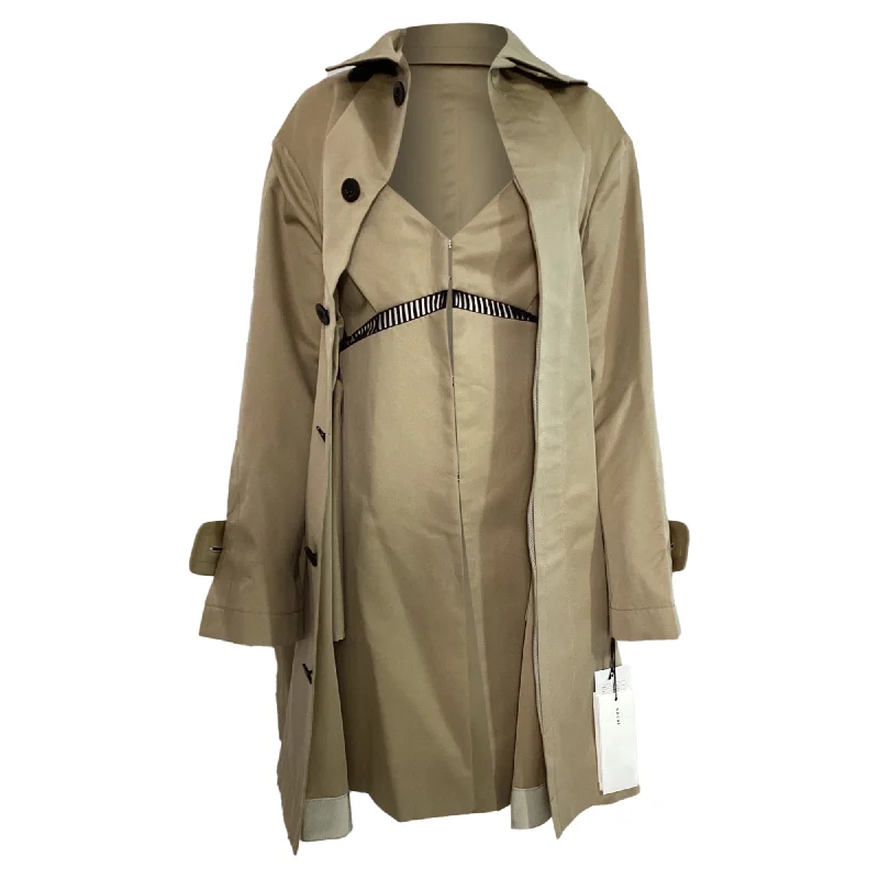 Casual Wear Sacai Dress Insert Trench Coat in Brown Cotton