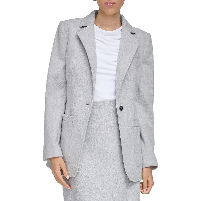 Feminine Soft - Hued Styles Womens Shoulder Pads Long Sleeve One-Button Blazer