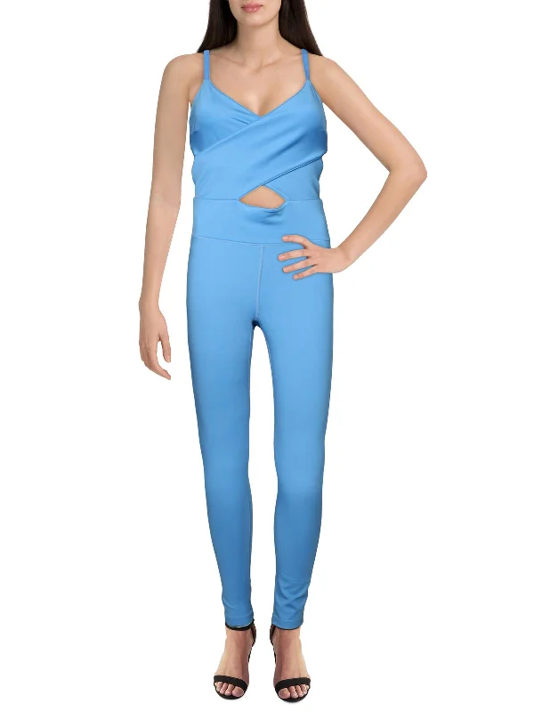 Minimalist Style Cosmic Womens Skinny Criss-Cross Front Jumpsuit