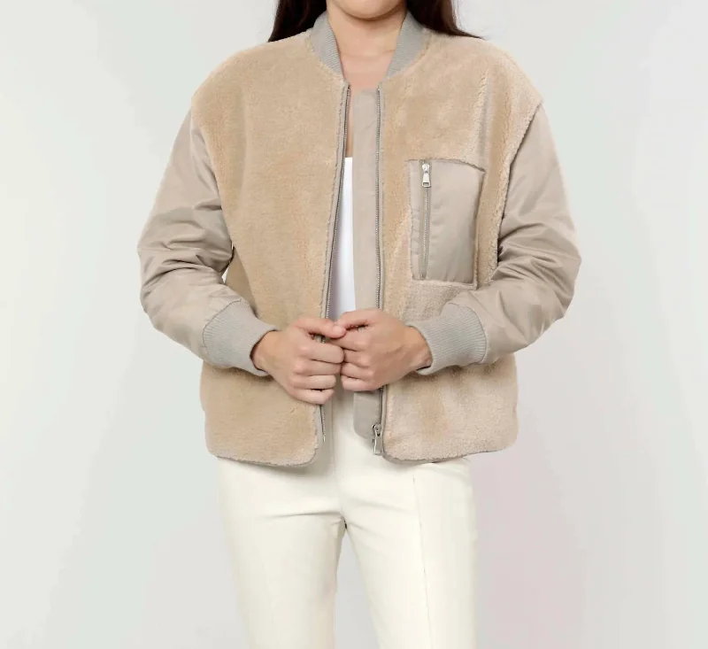 Fashion Sale Faux Shearling Jacket In Taupe