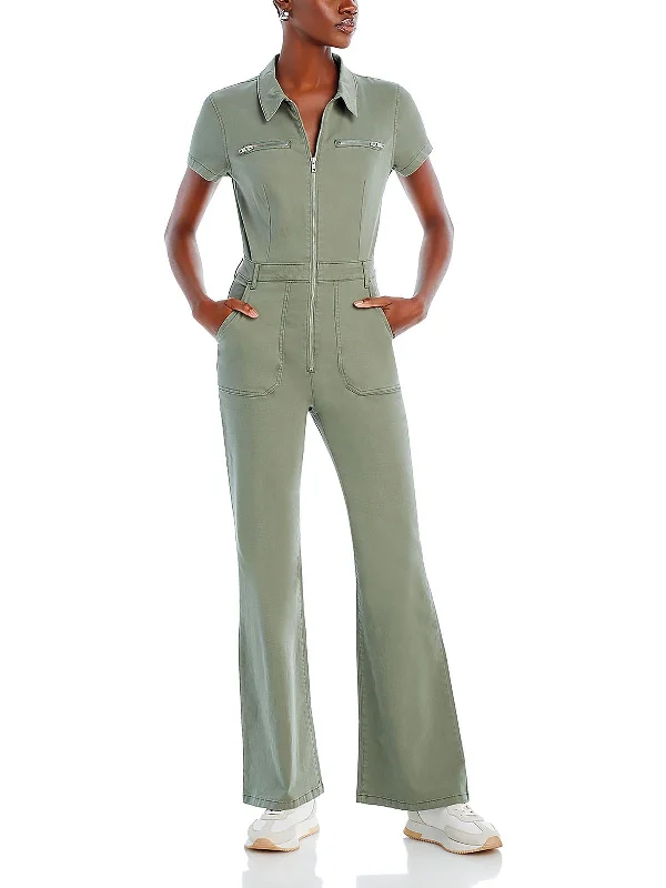 Clearance Sale Womens Solid Short Sleeve Jumpsuit