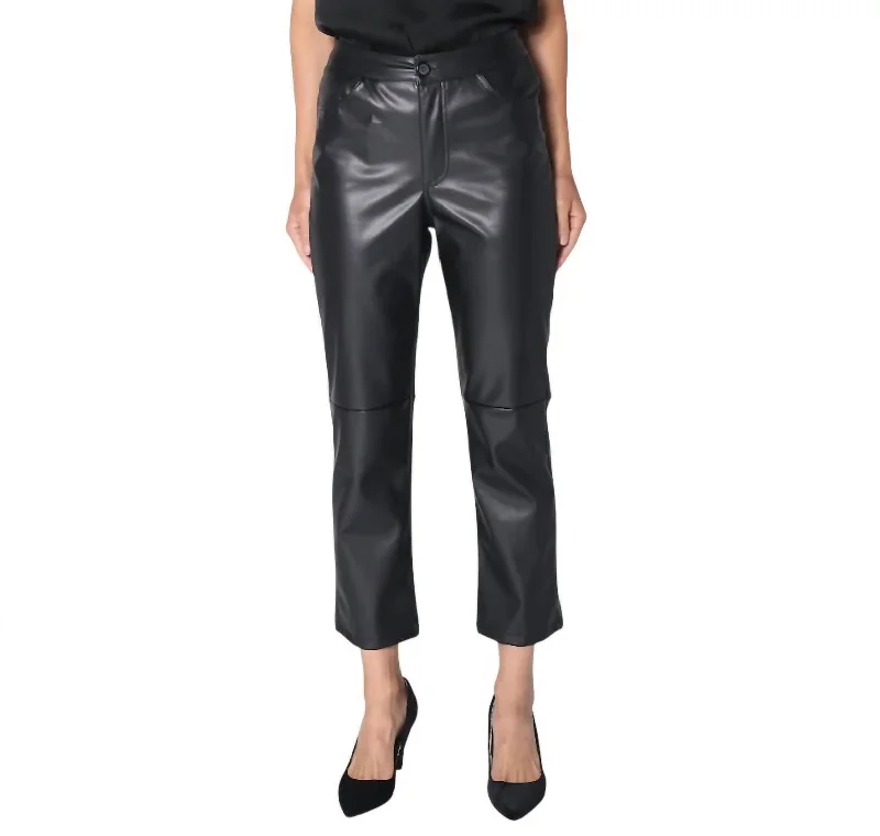 Seasonal Fashion Vegan Leather Pant In Black