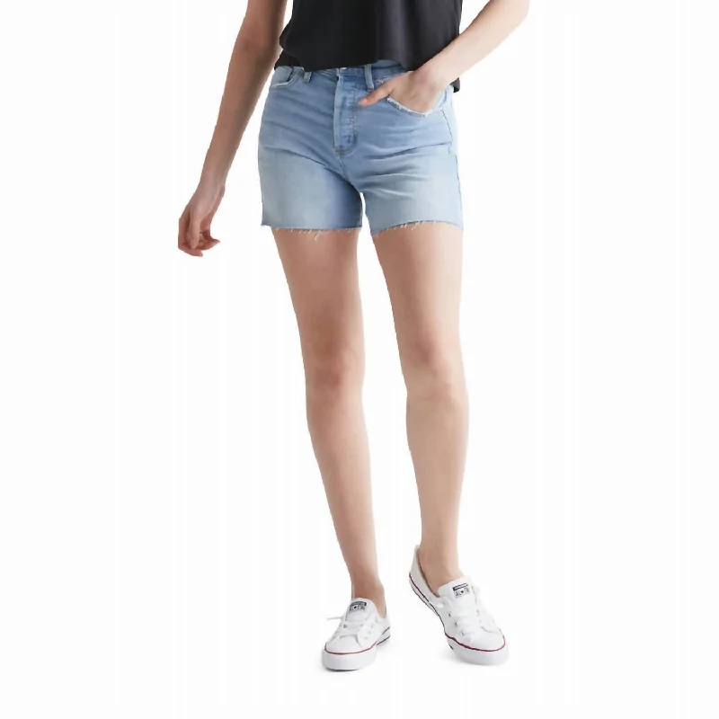 Daily Essentials Mid-Weight Denim High Rise Shorts In Light Bleach