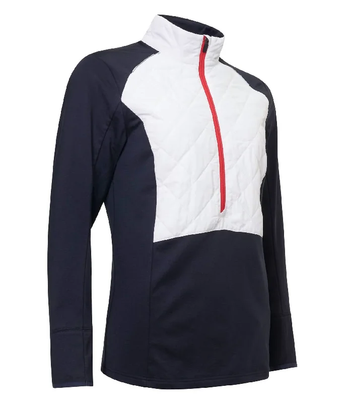 Nordic Minimalist Home Look Women’S Troon Warm And Windproof Hybrid Half-Zip Jacket In Mixed Navy