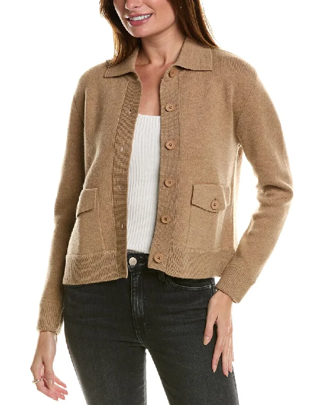 Elevate Your Wardrobe Forte Cashmere Double Knit Crop Rib Trim Wool & Cashmere-Blend Shacket